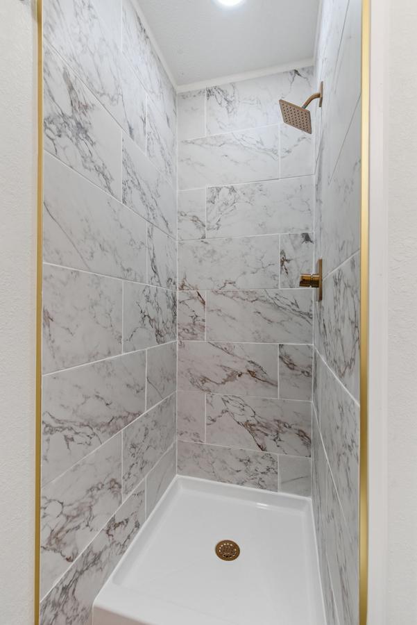 Tiled walk-in shower