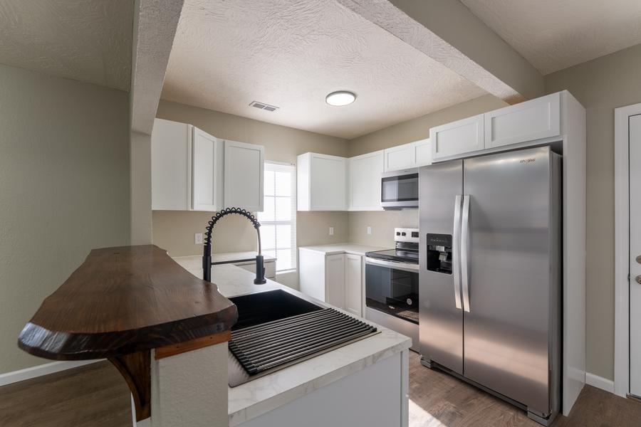Kitchen and island