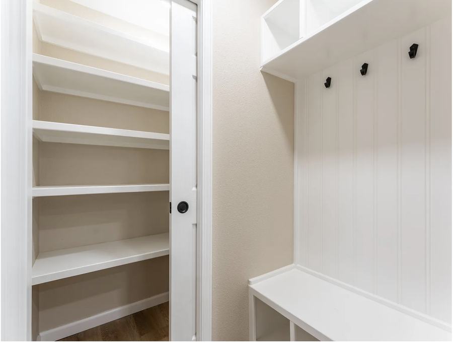 Mudroom bench and pantry